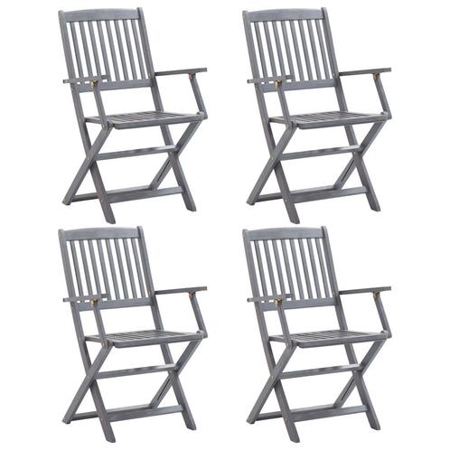 vidaXL Tuinstoelen inklapbaar 4 st massief acaciahout, Tuin en Terras, Tuinstoelen, Nieuw, Hout, Verzenden