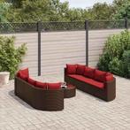 vidaXL 9-delige Loungeset met kussens poly rattan bruin, Nieuw, 8 zitplaatsen, Loungeset, Verzenden