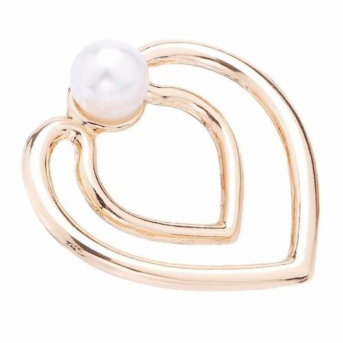 Fako Bijoux® - Sjaalklem - Hart Met Parel - 40x40mm -, Sieraden, Tassen en Uiterlijk, Broches, Verzenden