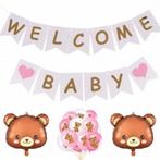 15-delige set Welcome Baby Girl met slingers en beren ballon, Hobby en Vrije tijd, Feestartikelen, Nieuw, Versiering, Geboorte of Huwelijk