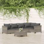 vidaXL 6-delige Loungeset met kussens poly rattan grijs, Tuin en Terras, Tuinsets en Loungesets, Verzenden, Nieuw, Rotan, Loungeset