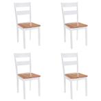 Eetkamerstoelen 4 st massief rubberwood wit ( Poef) ( Poef), Huis en Inrichting, Stoelen, Verzenden, Nieuw