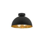 Industriële plafondlamp zwart met goud 30 cm - Magna Basic, Nieuw, Overige stijlen