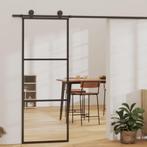vidaXL Schuifdeur met beslag 76x205 cm aluminium en ESG-glas, Verzenden, Nieuw