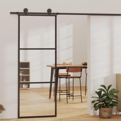 vidaXL Schuifdeur met beslag 76x205 cm aluminium en ESG-glas, Doe-het-zelf en Verbouw, Deuren en Horren, Nieuw, Verzenden