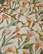 Art Nouveau-stof met Calla-lelies in natuurlijk katoen -
