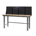 Werkbank grijs 200 cm met hardhouten blad en zwart, Nieuw, Ophalen of Verzenden