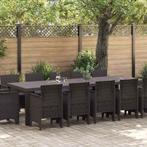 vidaXL Tuin Eet Set met Kussens met kussen 13 pcs Bruin en, Tuin en Terras, Verzenden, Nieuw, Rotan