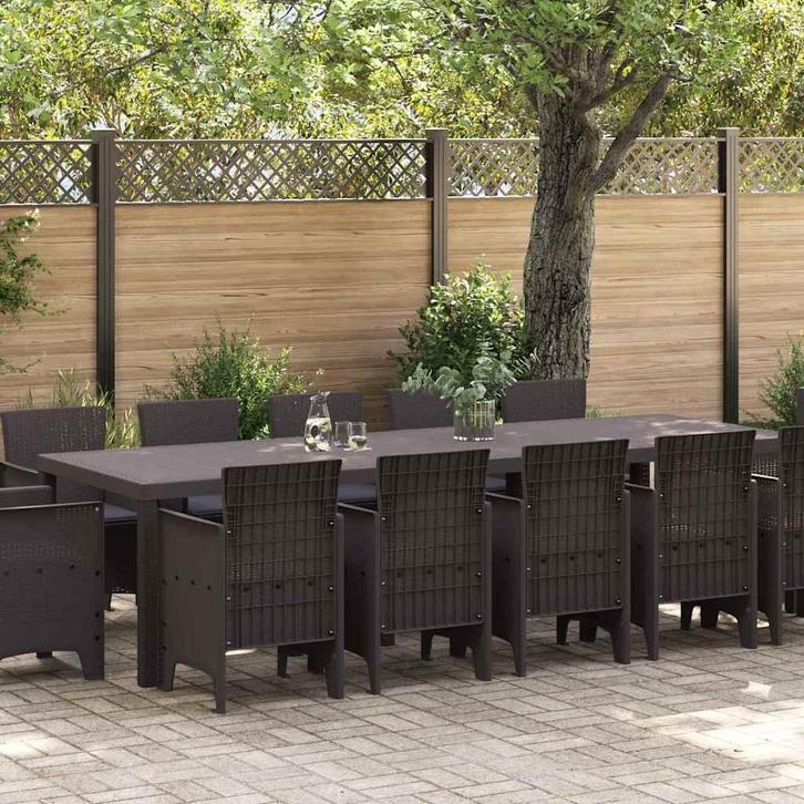 vidaXL Tuin Eet Set met Kussens met kussen 13 pcs Bruin en, Tuin en Terras, Tuinsets en Loungesets, Nieuw, Rotan, Verzenden