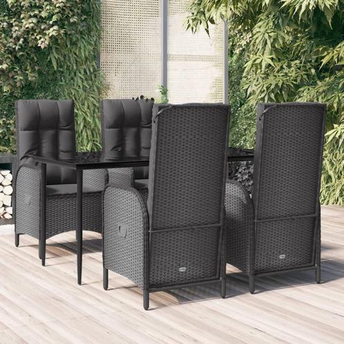 vidaXL 5-delige Tuinset met kussens poly rattan zwart, Tuin en Terras, Tuinsets en Loungesets, Tuinset, Nieuw, Rotan, Verzenden