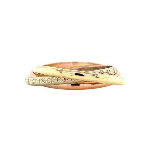 Tricolour gouden ring 14 krt, Sieraden, Tassen en Uiterlijk, Ringen, Goud, Zo goed als nieuw, Goud, Verzenden