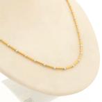 Bicolor gouden staafjes schakel ketting | 45,5 cm (witgoud), Sieraden, Tassen en Uiterlijk, Kettingen, Ophalen of Verzenden, Gebruikt