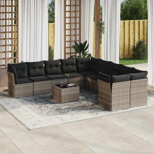vidaXL 11-delige Loungeset met kussens poly rattan, Tuin en Terras, Tuinsets en Loungesets, Loungeset, Nieuw, Rotan, Verzenden