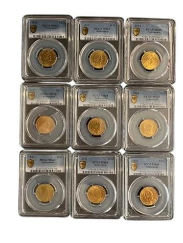 Gouden Wilhelmina serie 10 gulden 1911-1933 MS65 PCGS beschikbaar voor biedingen