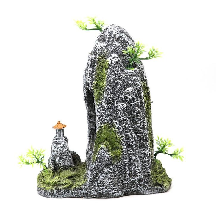 Rots met tempel en doorkijk OS-130 - aquarium decoratie, Dieren en Toebehoren, Vissen | Aquaria en Toebehoren, Sierelement, Nieuw
