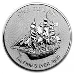 Cook Islands 1 oz 2017 (geribbeld), Postzegels en Munten, Munten | Oceanië, Verzenden, Losse munt, Zilver