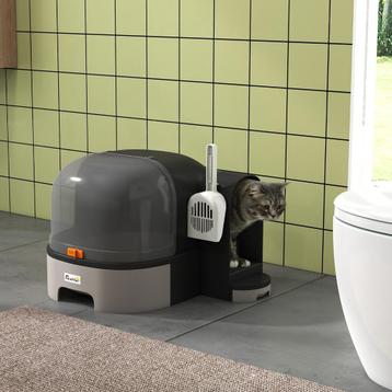 Kattenbak - LuxeCat - Kap - Uitneembare bakken - Grijs beschikbaar voor biedingen