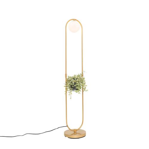 Art Deco vloerlamp goud met wit glas - Isabella, Huis en Inrichting, Lampen | Vloerlampen, Nieuw, Overige materialen, 100 tot 150 cm