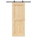 vidaXL Schuifdeur met beslag 85x210 cm massief grenenhout, Doe-het-zelf en Verbouw, Verzenden, Nieuw