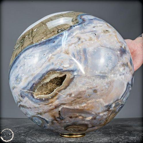 Natuurlijke roze Amethist - Achatbal uit Brazilië - Van, Verzamelen, Mineralen en Fossielen