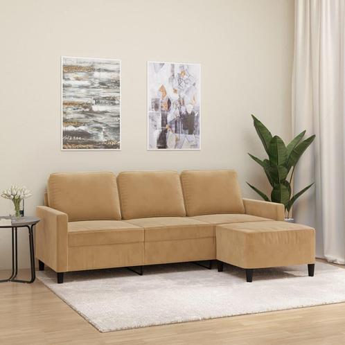 vidaXL Driezitsbank met voetenbank 180 cm fluweel bruin, Huis en Inrichting, Banken | Bankstellen, Nieuw, 150 tot 200 cm, Stof