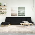 vidaXL Slaapbank L-vormig 255x140x70 cm fluweel zwart, Verzenden, Nieuw, Stof, Minder dan 150 cm