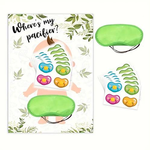 Babyshower spel Plak de Speen op de Mond van de Baby Jungle, Hobby en Vrije tijd, Feestartikelen, Geboorte of Huwelijk, Nieuw