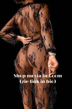Sexy Classy Erotische Kanten Kimono - Nu met Gratis Body, Kleding | Dames, Verzenden, Zwart, Badjas