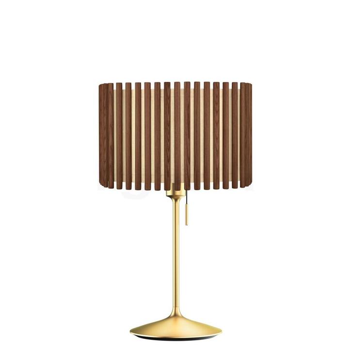 Umage Komorebi Santø© Tafellamp, kap donker eiken/voet mes, Huis en Inrichting, Lampen | Tafellampen, Nieuw, Verzenden