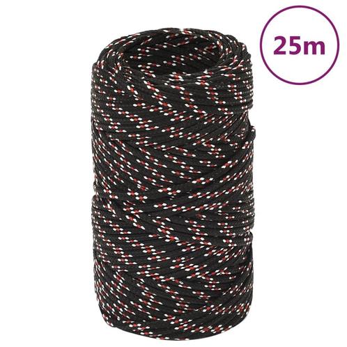 vidaXL Boot touw 2 mm 25 m polypropyleen zwart, Doe-het-zelf en Verbouw, IJzerwaren en Bevestigingsmiddelen, Nieuw, Verzenden