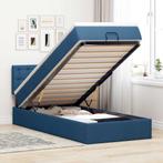 vidaXL Bed poef met matras en LEDs 90x200 cm stof blauw, 90 cm, Eenpersoons, Nieuw, 200 cm