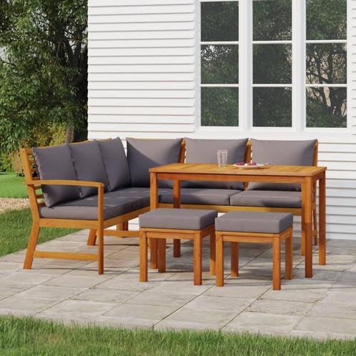 vidaXL 6-delige Tuinset met kussens massief acaciahout, Tuin en Terras, Tuinsets en Loungesets, Tuinset, Nieuw, Hardhout, Verzenden