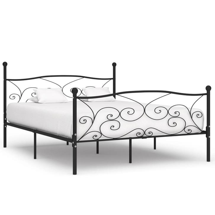 vidaXL Bedframe met lattenbodem metaal zwart 180x200 cm, Huis en Inrichting, Slaapkamer | Bedden, 80 cm, 200 cm, Zwart, Eenpersoons