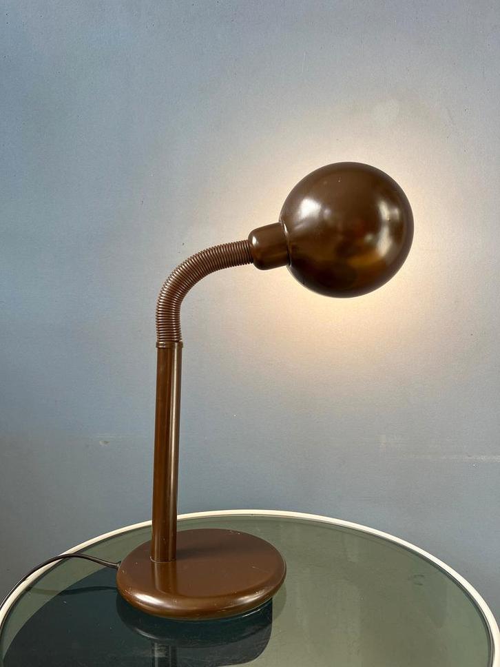 Adjustable Mid Century Brown Snake Table Lamp, Huis en Inrichting, Lampen | Tafellampen, Ophalen of Verzenden