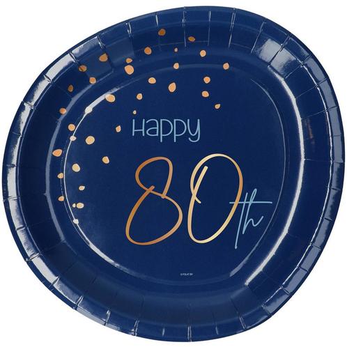 Borden 80 Jaar Blauw 23cm 8st, Hobby en Vrije tijd, Feestartikelen, Nieuw, Verzenden