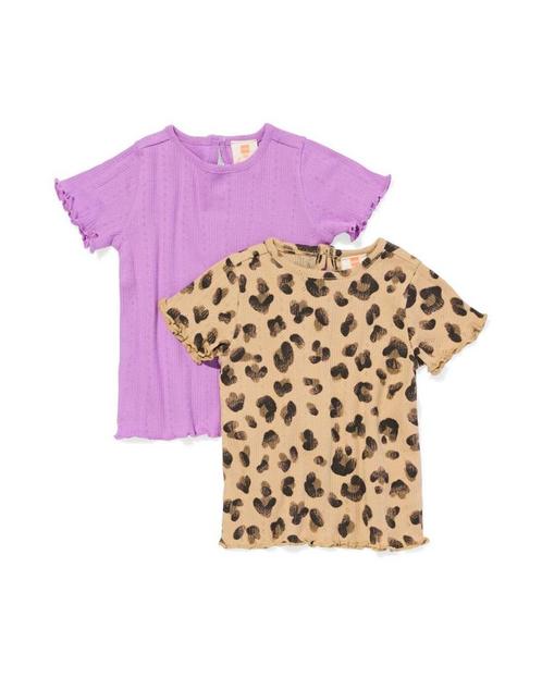 HEMA Baby T-shirts rib dieren - 2 stuks paars, Kinderen en Baby's, Babykleding | Overige, Nieuw, Verzenden
