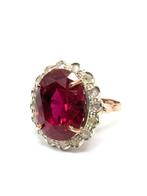 Zonder Minimumprijs - Ring - 9 kt. Roségoud, Zilver Robijn -, Nieuw
