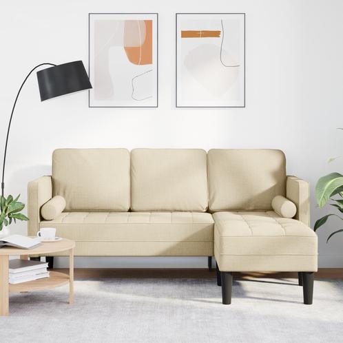 vidaXL Bank 3-zits L-vormig 160 cm stof crèmekleurig, Huis en Inrichting, Banken | Bankstellen, Nieuw, Minder dan 150 cm, Stof