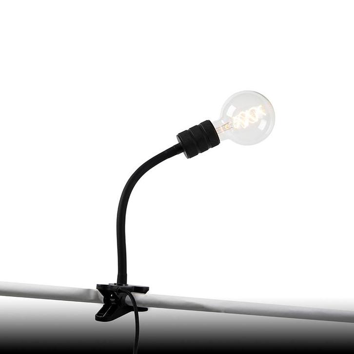 Moderne klemlamp zwart met flexarm - Cavalux, Huis en Inrichting, Lampen | Tafellampen, Nieuw, Overige materialen, Minder dan 50 cm