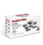 Swiss Pro + - 12-delige pannenset - grey - grijs, Huis en Inrichting, Keuken | Potten en Pannen, Nieuw, Pannenset, Inductieplaat