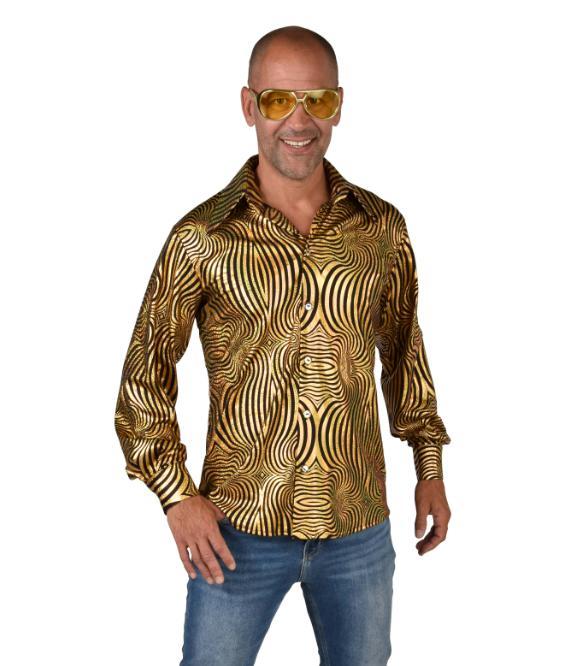 Disco Blouse Holografisch Goud/Zwart, Kleding | Heren, Carnavalskleding en Feestkleding, Nieuw, Ophalen of Verzenden