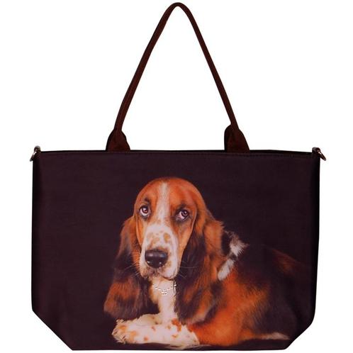 Handtas groot Basset Hound NIEUW, Sieraden, Tassen en Uiterlijk, Tassen | Schoudertassen, Bruin, Nieuw, Ophalen of Verzenden
