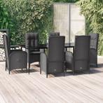 vidaXL 7-delige Tuinset met kussens poly rattan zwart, Tuin en Terras, Verzenden, Nieuw, Rotan, Tuinset