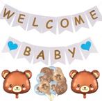 15-delige set Welcome Baby Boy met slingers + berenballonnen, Nieuw, Versiering, Geboorte of Huwelijk, Verzenden