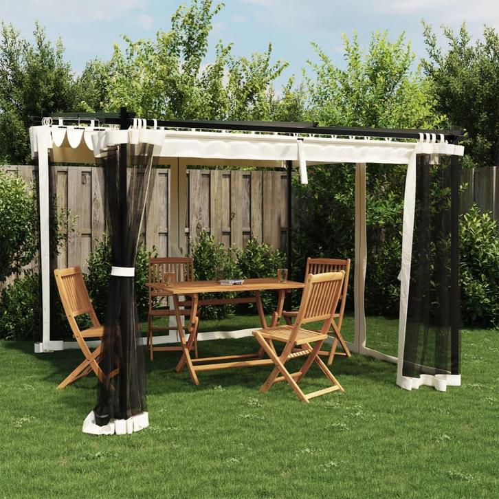 vidaXL Prieel met zijwanden van gaas 3x3 m staal, Tuin en Terras, Partytenten, Nieuw, Verzenden