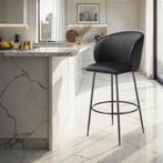 Barkruk Luana, met rugleuning, fluweellook - zwart/zwart, Se, Verzenden, Nieuw