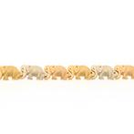 18 Krt. Gouden bismarck schakel ketting met olifanten | 4..., Goud, Gebruikt, Ophalen of Verzenden, Overige kleuren