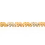 18 Krt. Gouden bismarck schakel ketting met olifanten | 4..., Ophalen of Verzenden, Gebruikt, Overige kleuren, Goud