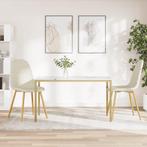vidaXL Eetkamerstoelen 2 st fluweel crèmewit, Huis en Inrichting, Stoelen, Verzenden, Nieuw, Wit