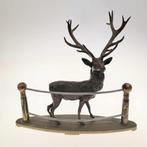 Beeld, Bronzen beeld Edelhert - 4,8 kg - 31.5 cm - Brons,, Antiek en Kunst